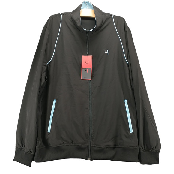 Short Par 4 Men's Jacket Black L Long Sleeve Zipped Pocket Full Zip W/Tags - Picture 1 of 12